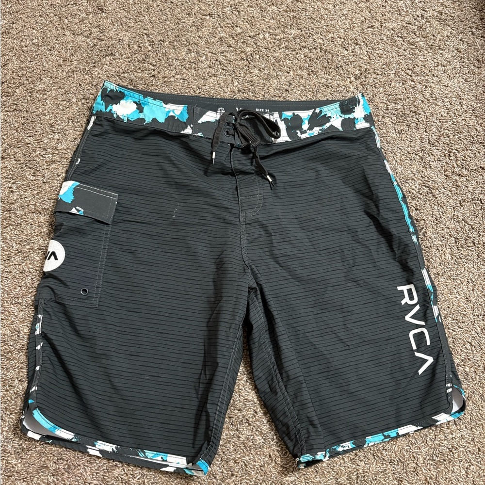 RVCA Black and Blue Board Shorts for Men